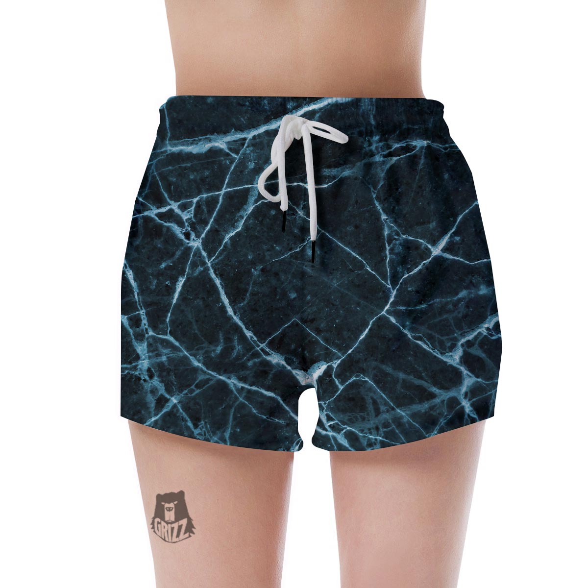 Green Cracked Marble Women's Shorts-grizzshop