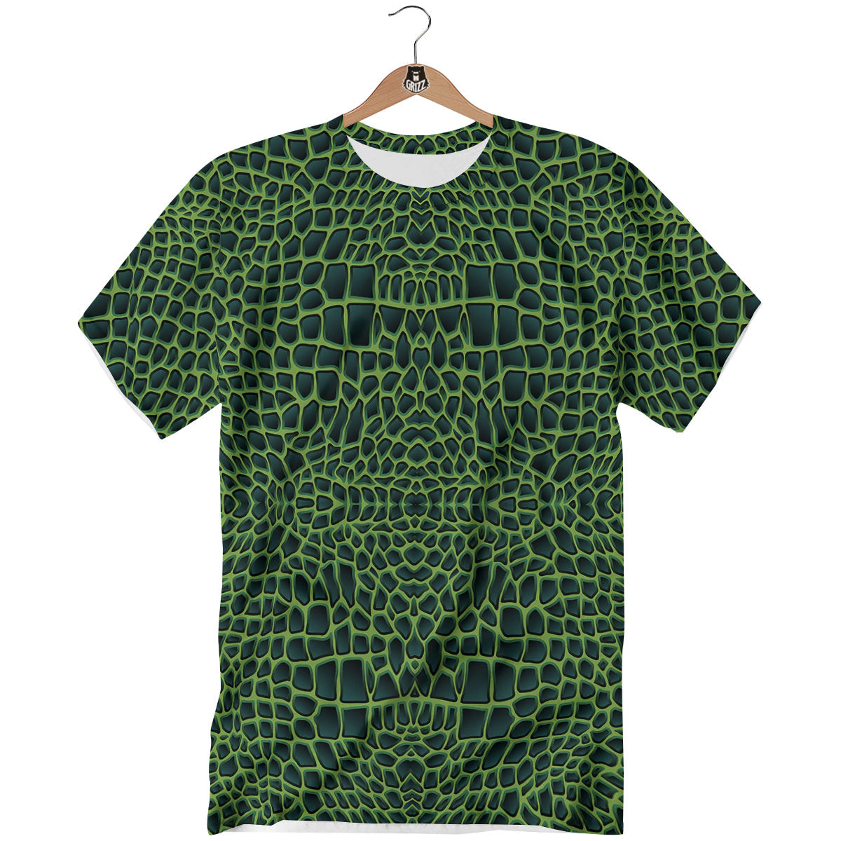 Green Crocodile Leather Skin Print T-Shirt-grizzshop