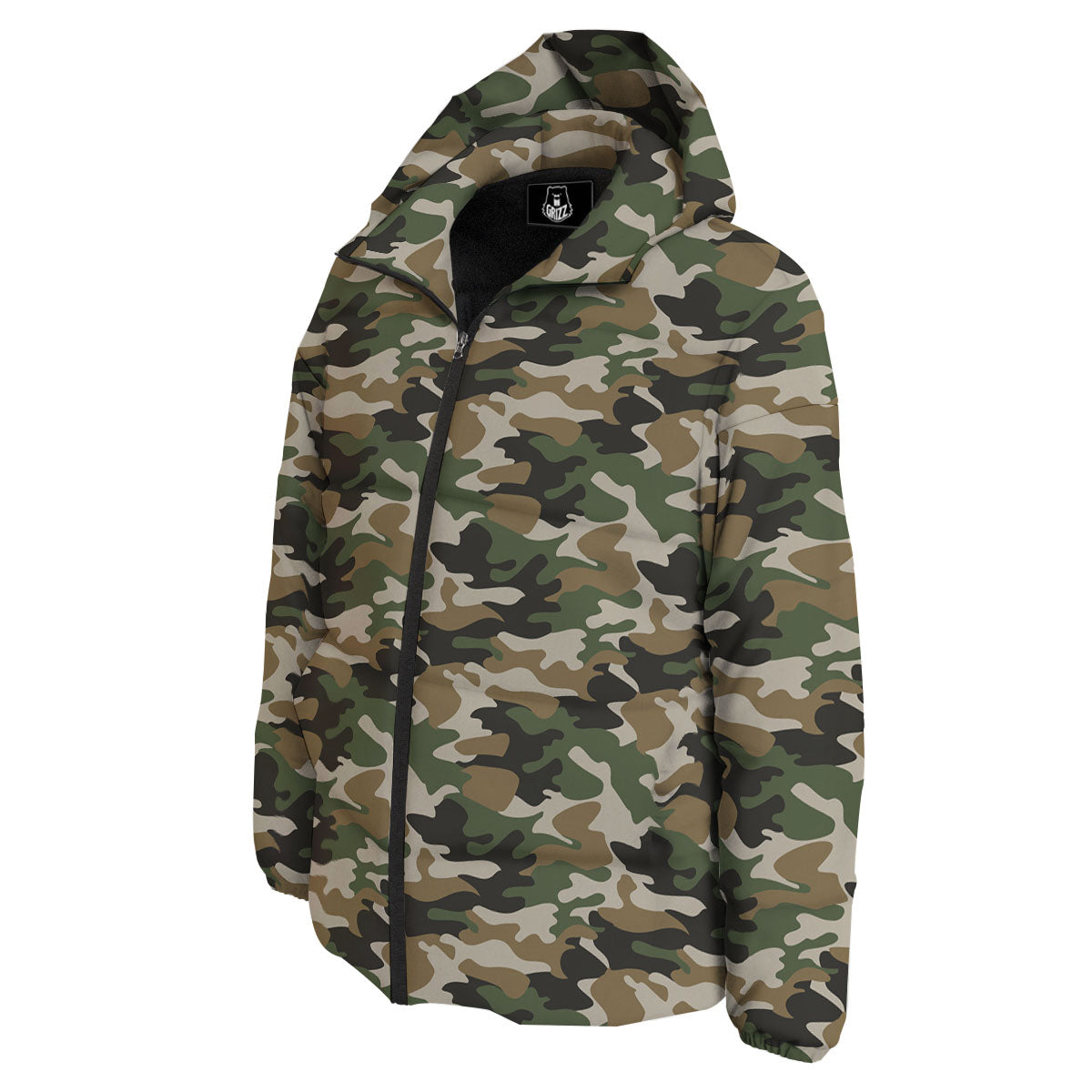 Green Desert Camouflage Print Down Jacket-grizzshop