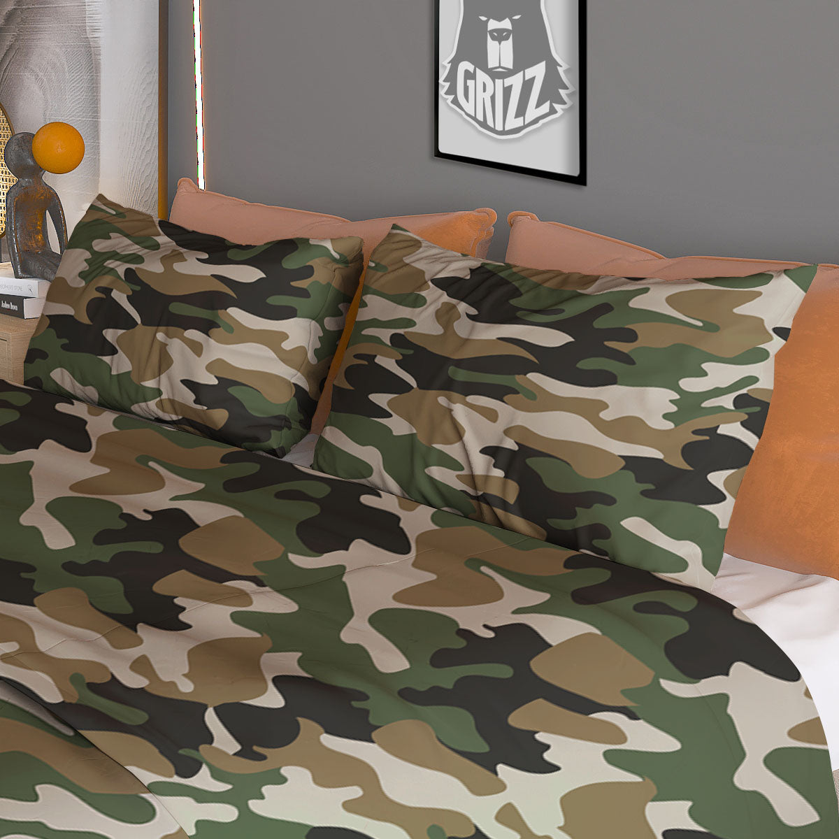 Green Desert Camouflage Print Duvet Cover Bedding Set