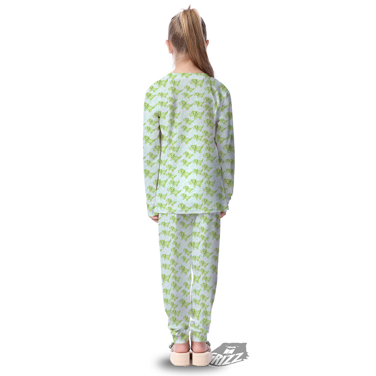 Green Dinosaur Little Print Pattern Kid's Pajamas-grizzshop