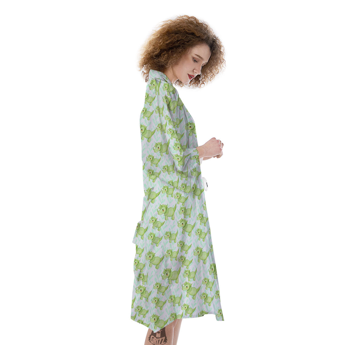 Green Dinosaur Little Print Pattern Kimono-grizzshop