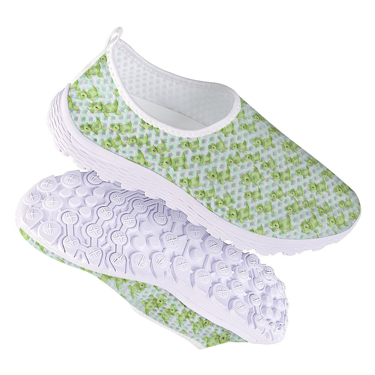 Green Dinosaur Little Print Pattern Nurse Shoes-grizzshop