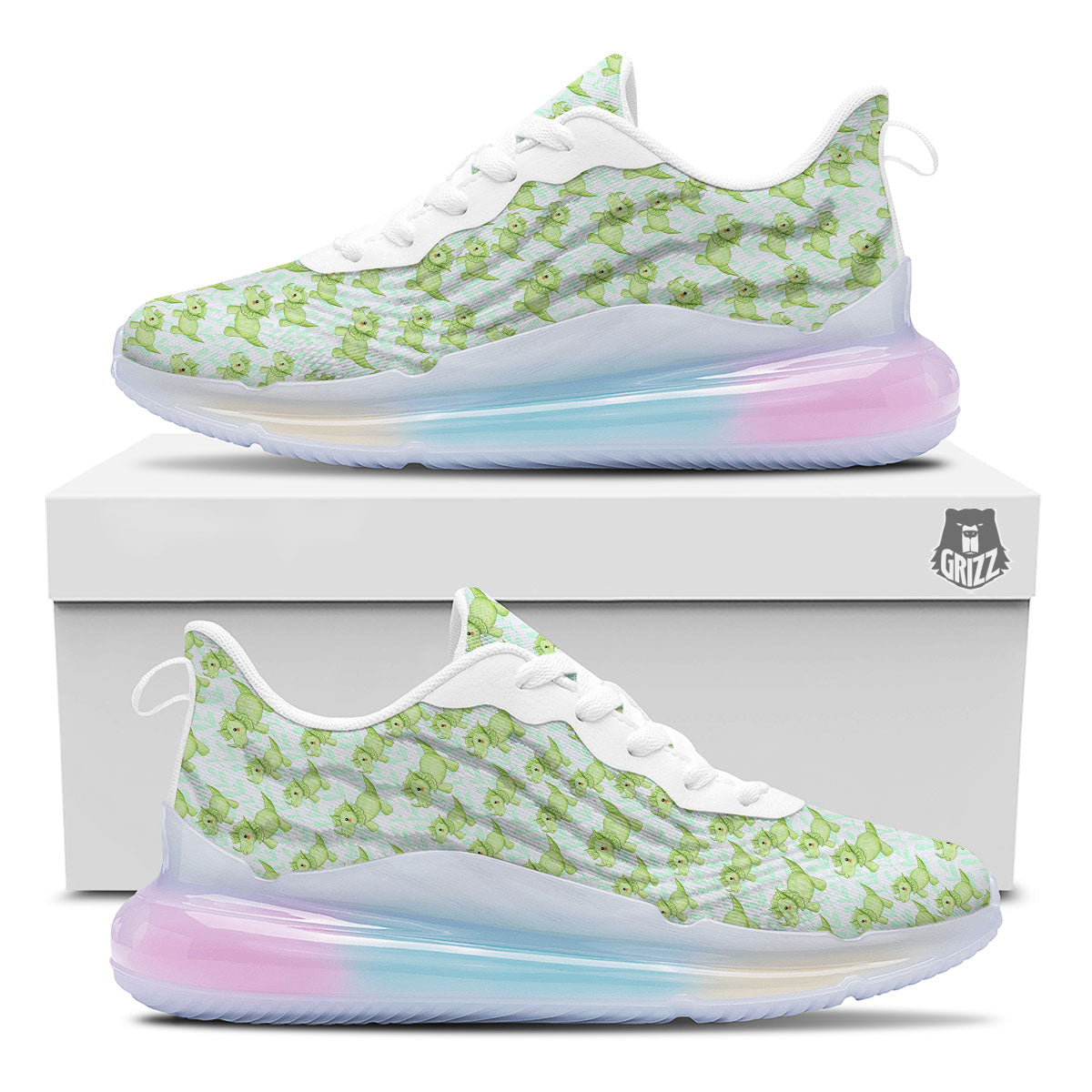 Green Dinosaur Little Print Pattern Running Sneakers-grizzshop