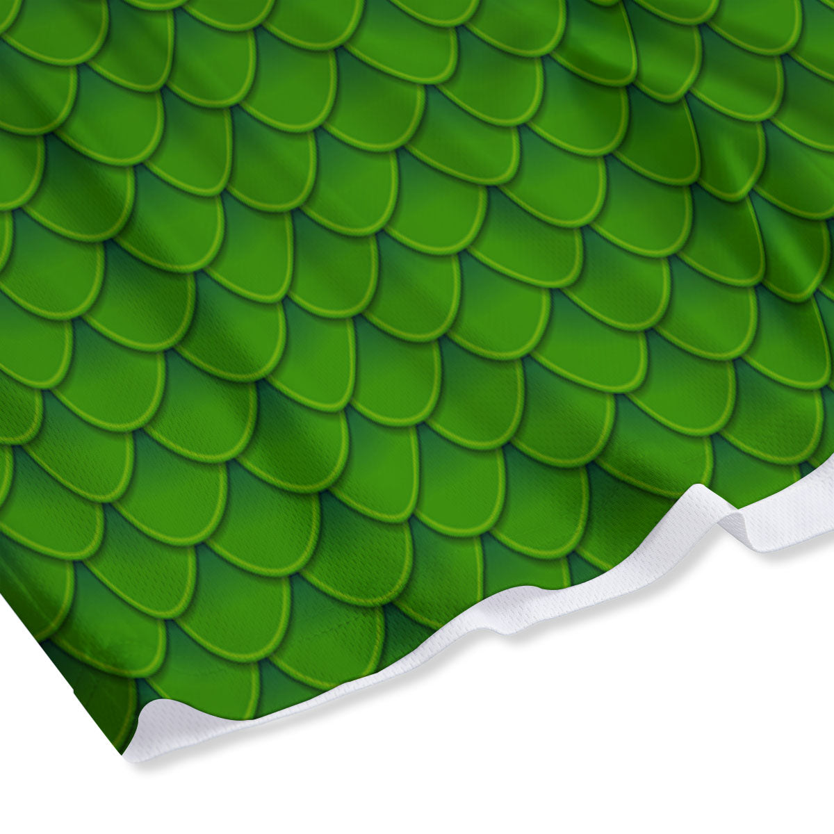 Green Dragon Scales Print Pattern Mesh Shorts