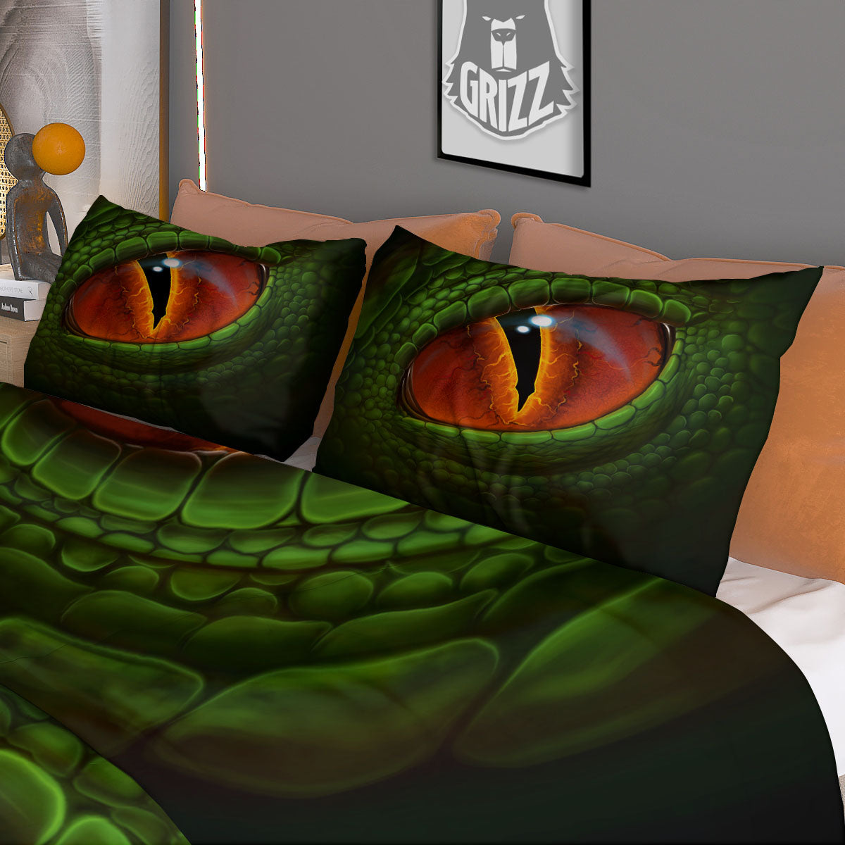 Green Dragon's Eye Print Duvet Cover Bedding Set