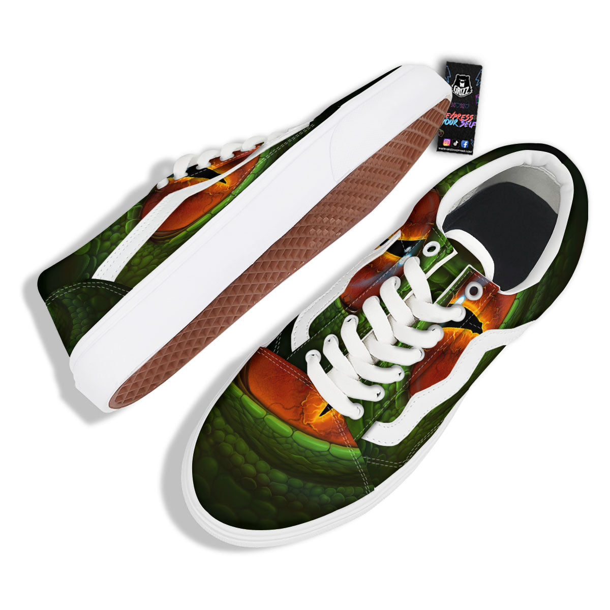Green Dragon's Eye Print Skate Shoes-grizzshop