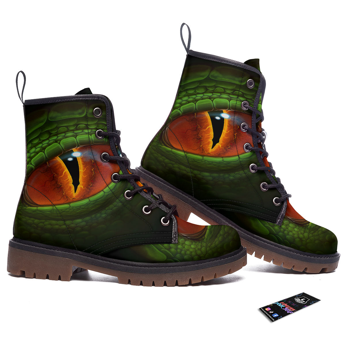 Green Dragon's Eye Print Work Boots-grizzshop