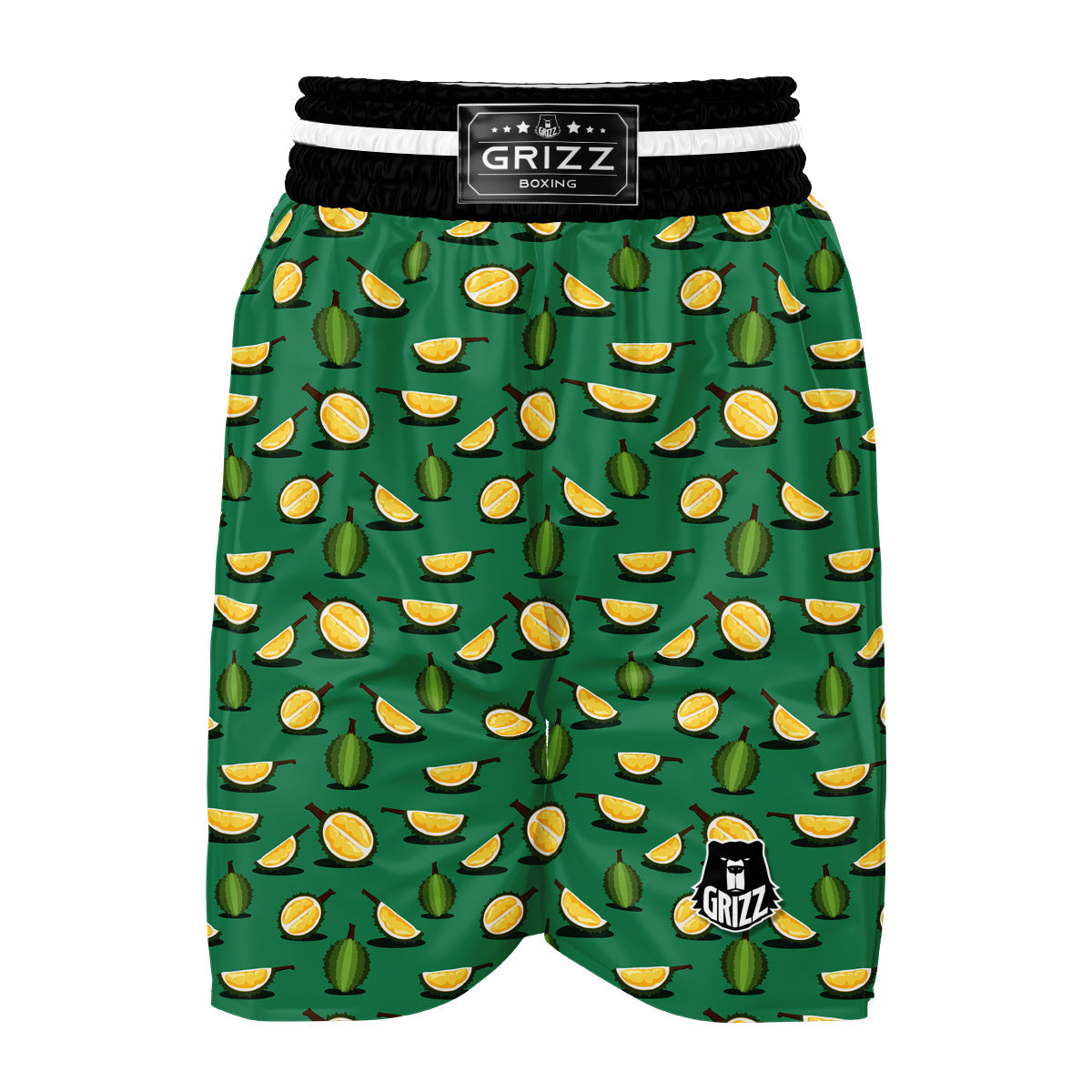 Green Durian Print Pattern Boxing Shorts-grizzshop