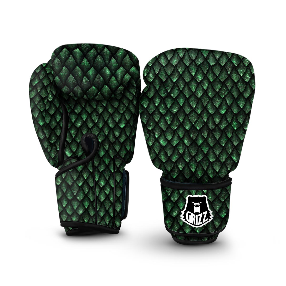 Green Egg Skin Dragon Pattern Print Boxing Gloves-grizzshop