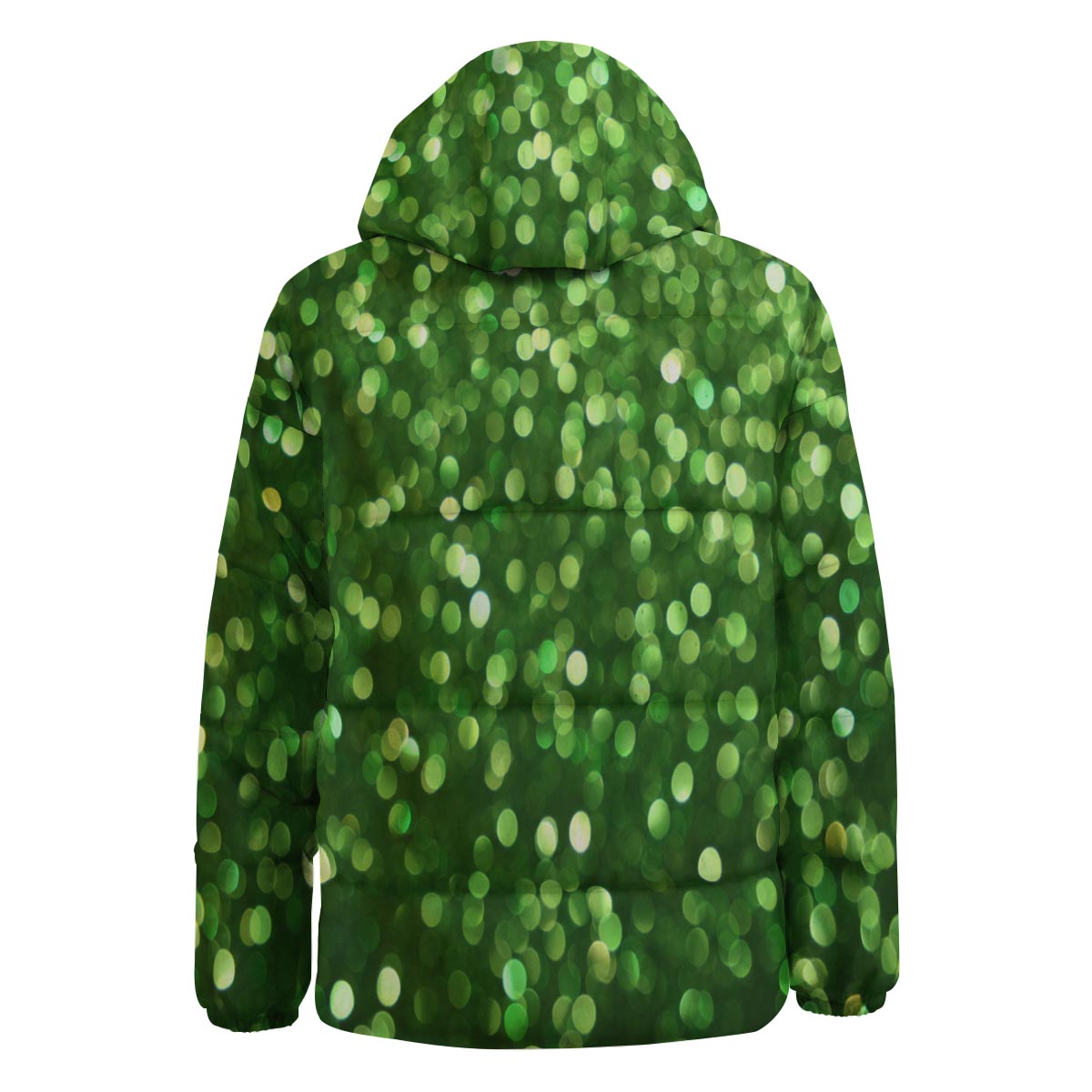 Green Glitter Artwork Shamrock Print Pattern Down Jacket-grizzshop