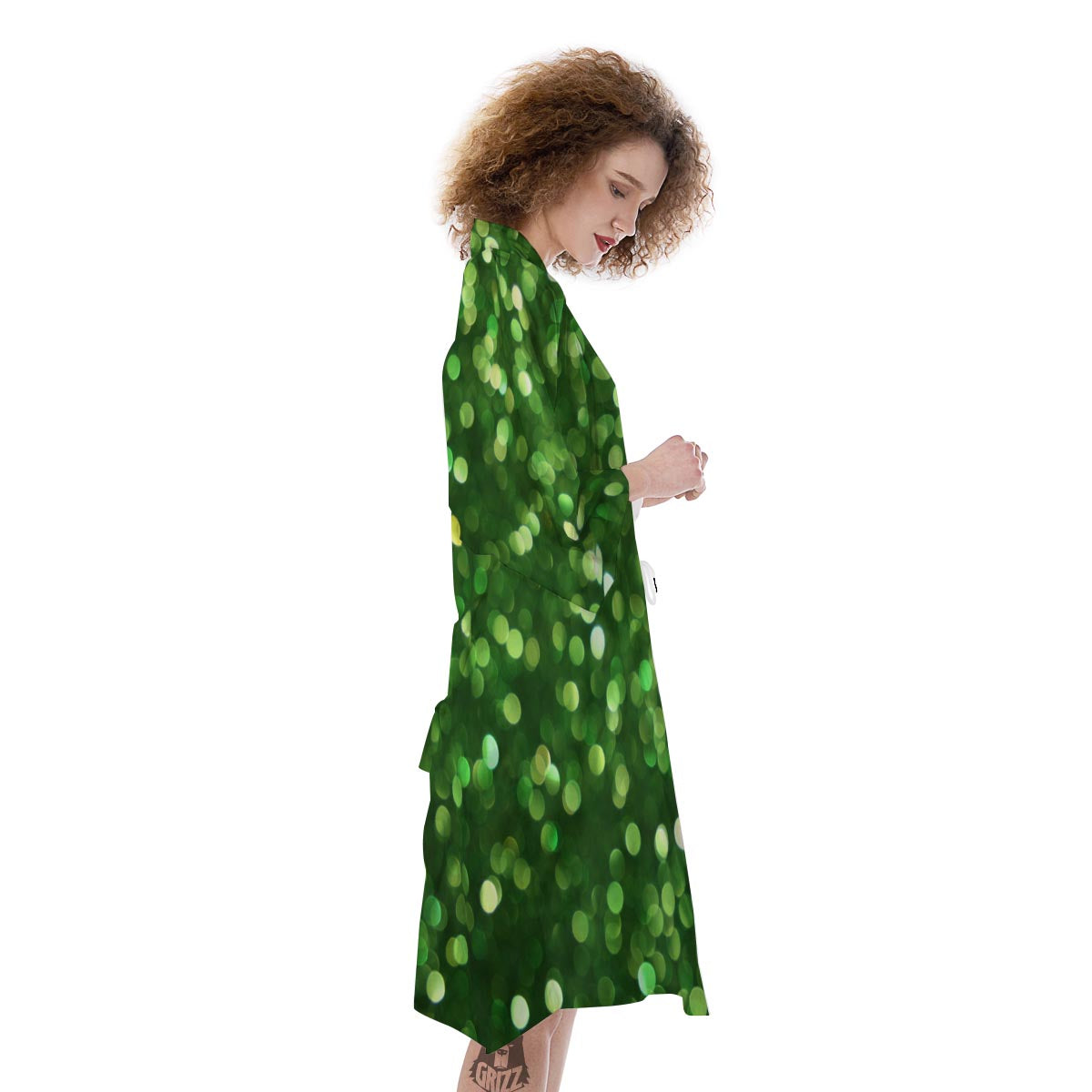 Green Glitter Artwork Shamrock Print Pattern Kimono-grizzshop