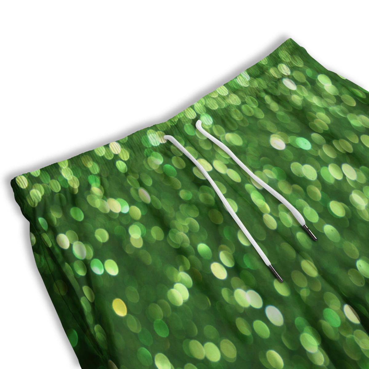 Green Glitter Artwork Shamrock Print Pattern Men's Athletic Shorts