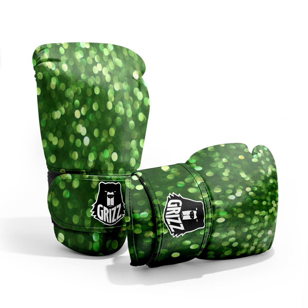 Green Glitter Artwork Shamrock Print Pattern Pro Boxing Glove