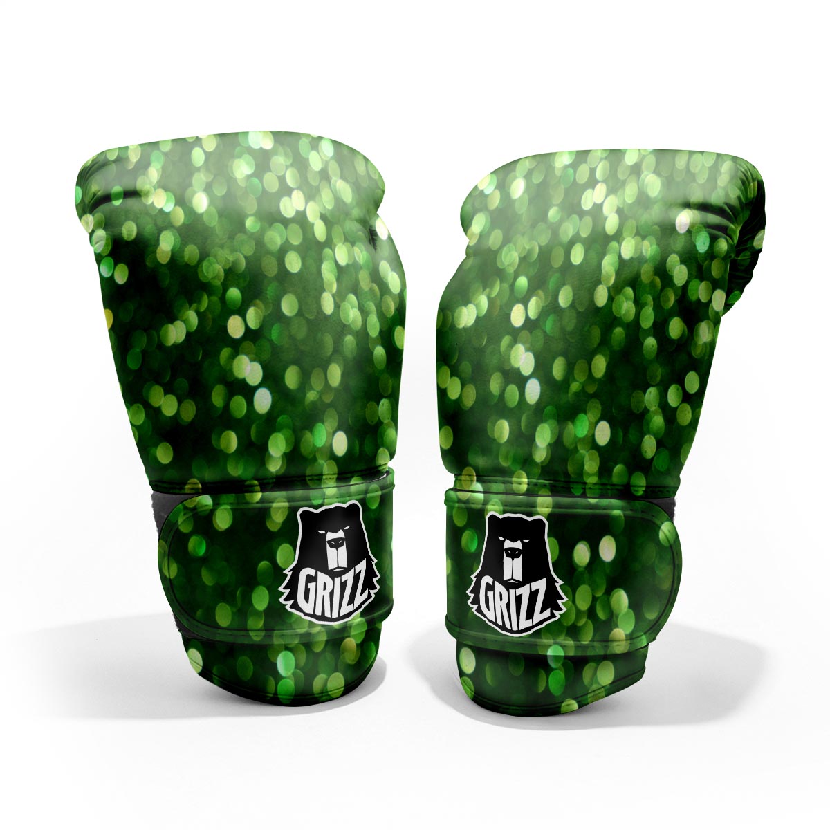 Green Glitter Artwork Shamrock Print Pattern Pro Boxing Glove