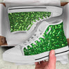 Green Glitter Artwork Shamrock Print Pattern White High Top Shoes-grizzshop