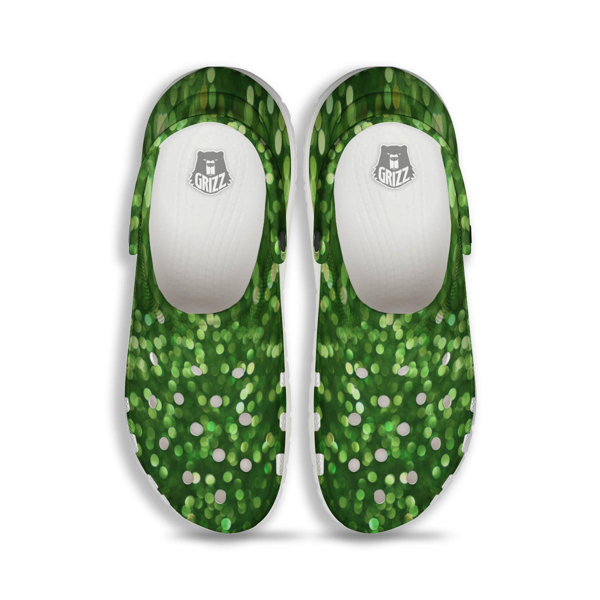 Green Glitter Texture Shamrock Print Pattern Clog-grizzshop