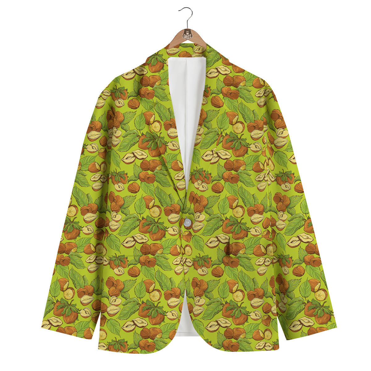 Green Hazelnuts Print Pattern Men's Blazer-grizzshop