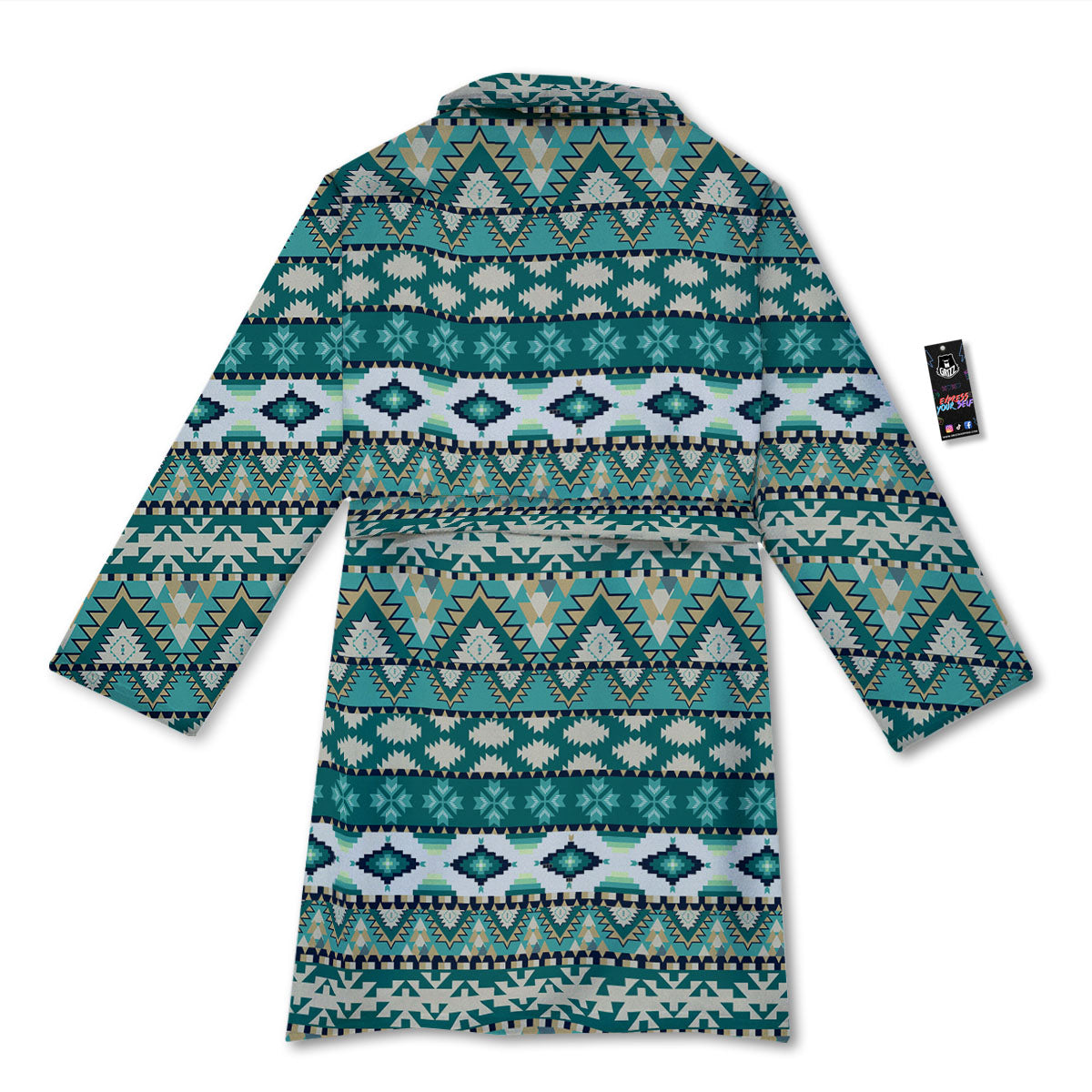 Green Indian Tribal Native Print Pattern Bathrobe-grizzshop