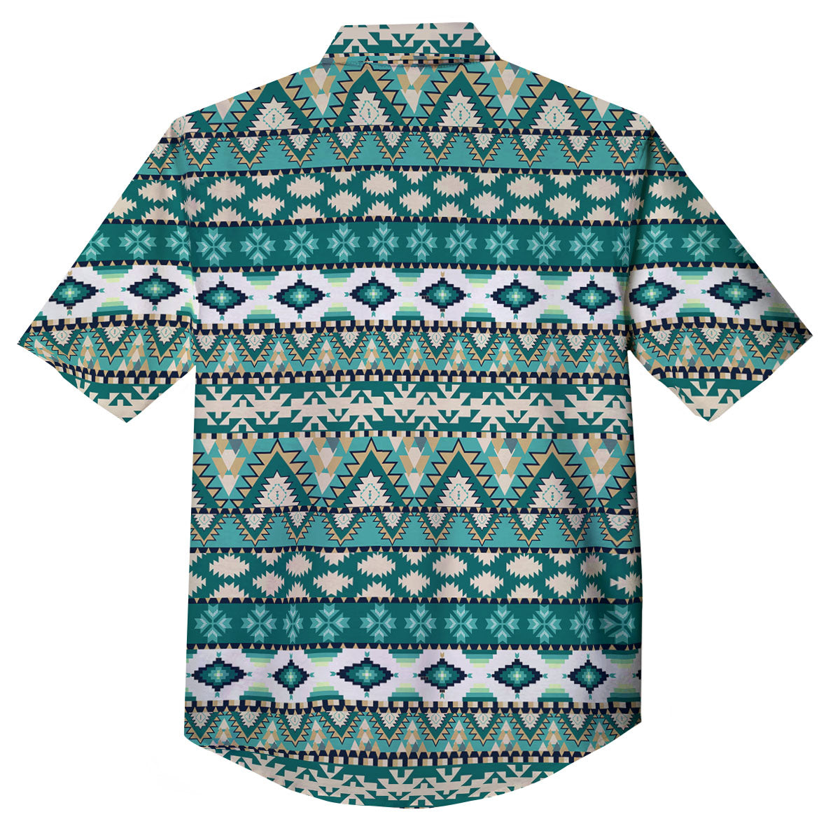 Green Indian Tribal Native Print Pattern Button Up Shirt-grizzshop