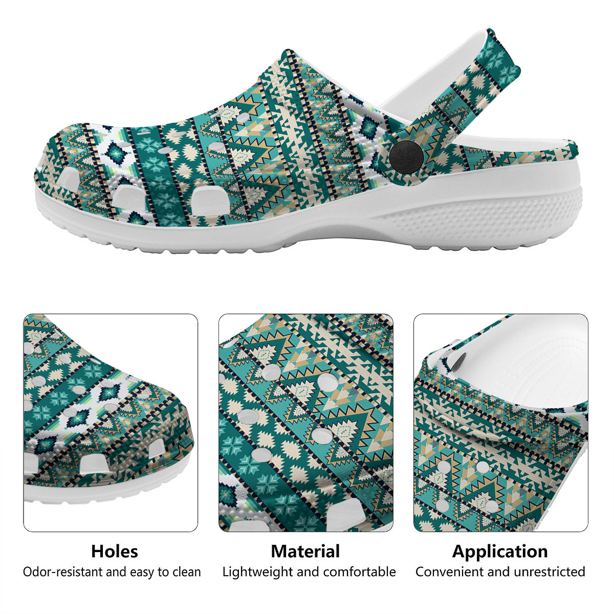 Green Indian Tribal Native Print Pattern Clog-grizzshop