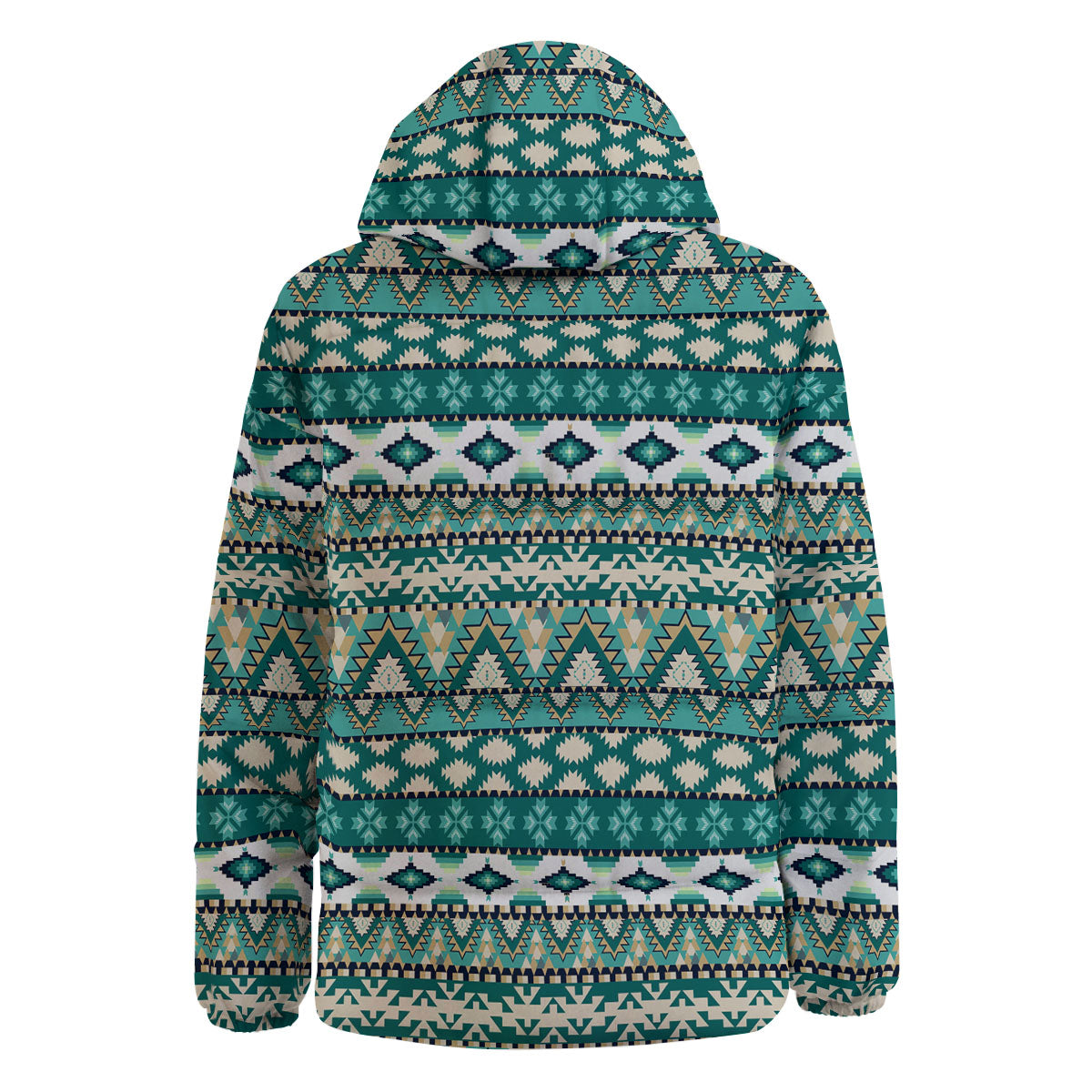Green Indian Tribal Native Print Pattern Down Jacket-grizzshop