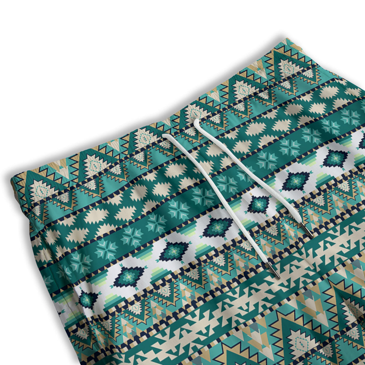 Green Indian Tribal Native Print Pattern Men's Athletic Shorts