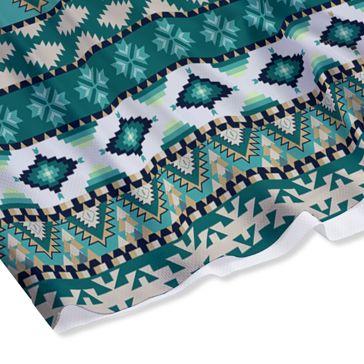 Green Indian Tribal Native Print Pattern Mesh Shorts