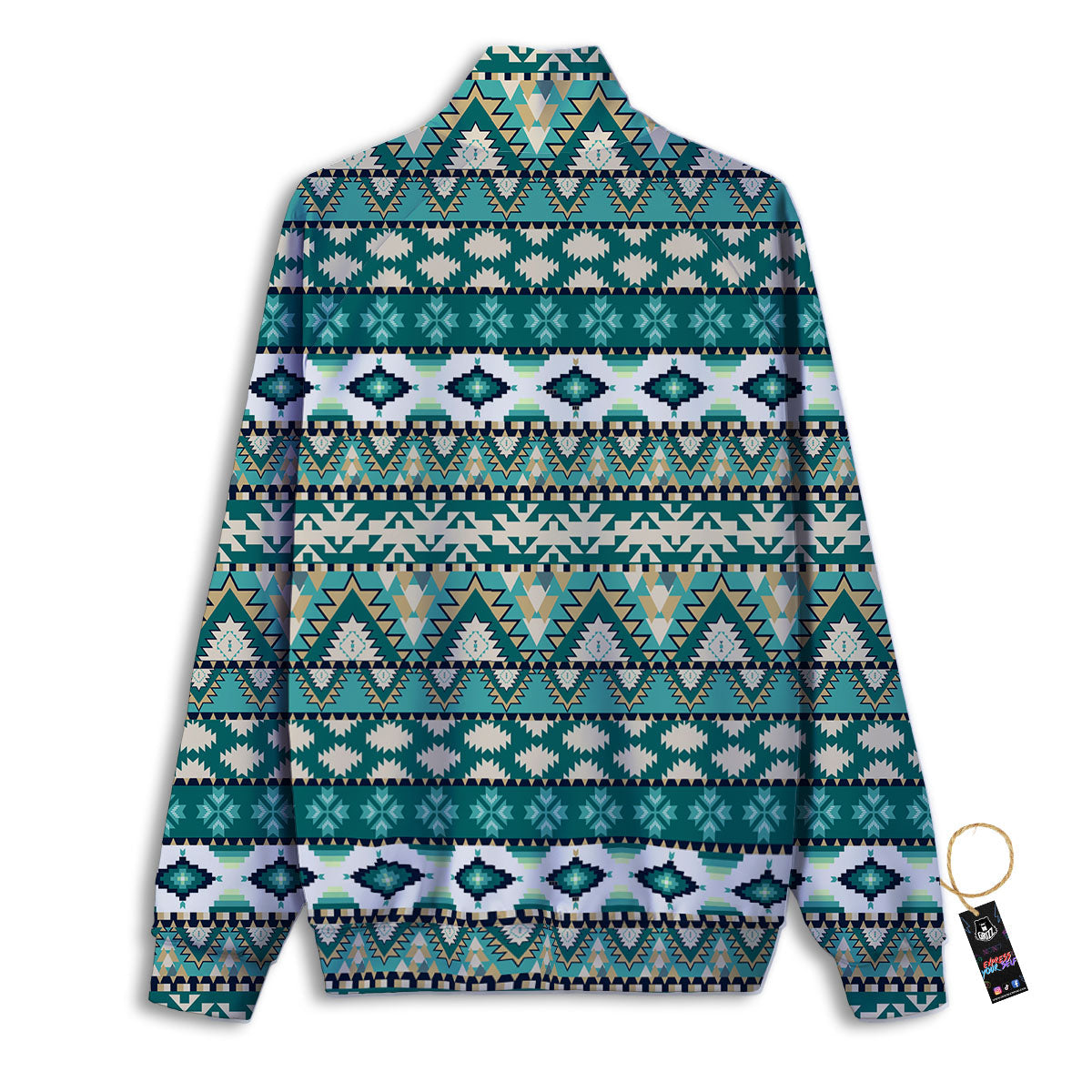 Green Indian Tribal Native Print Pattern Track Jacket-grizzshop