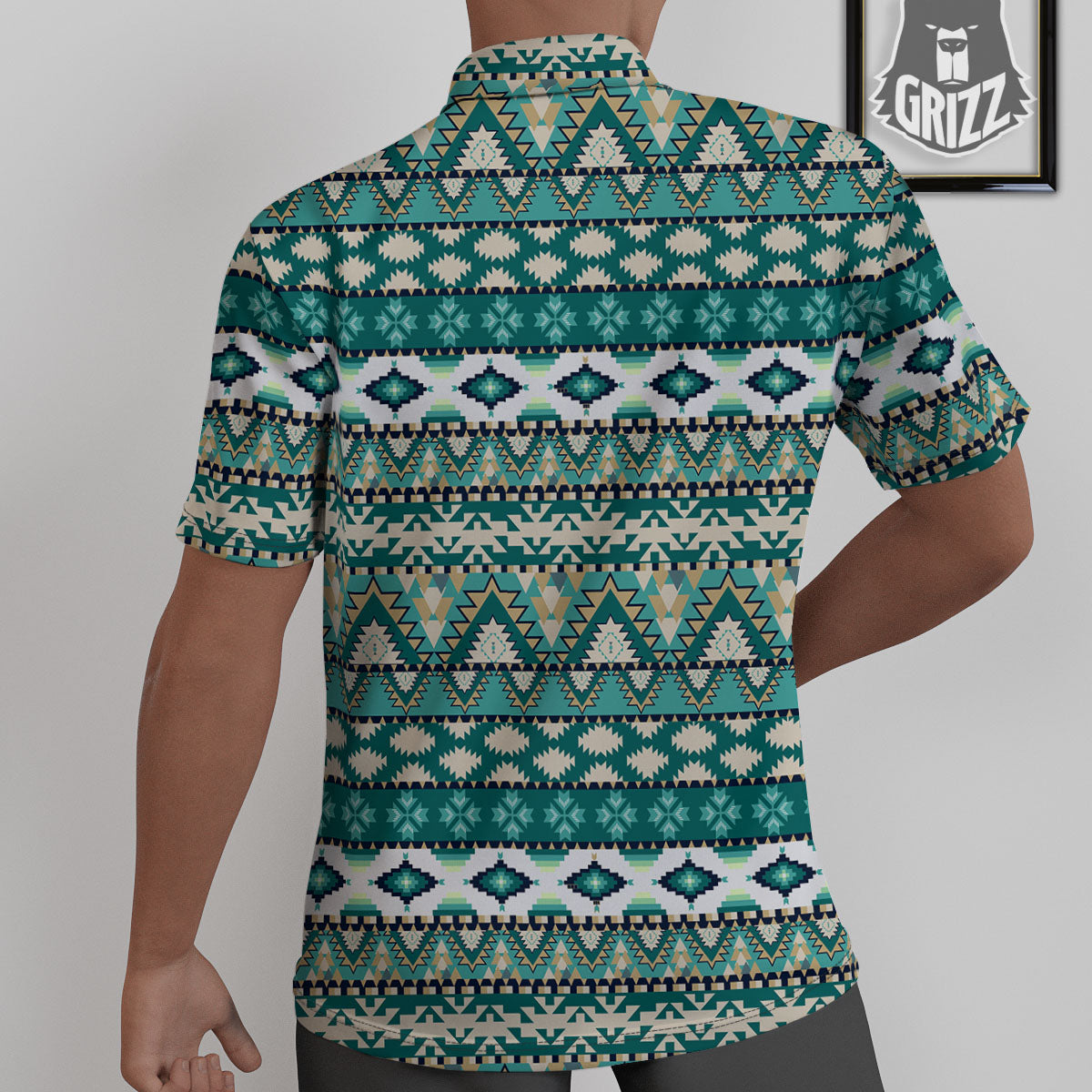 Green Indian Tribal Native Print Pattern Untucked Shirts-grizzshop