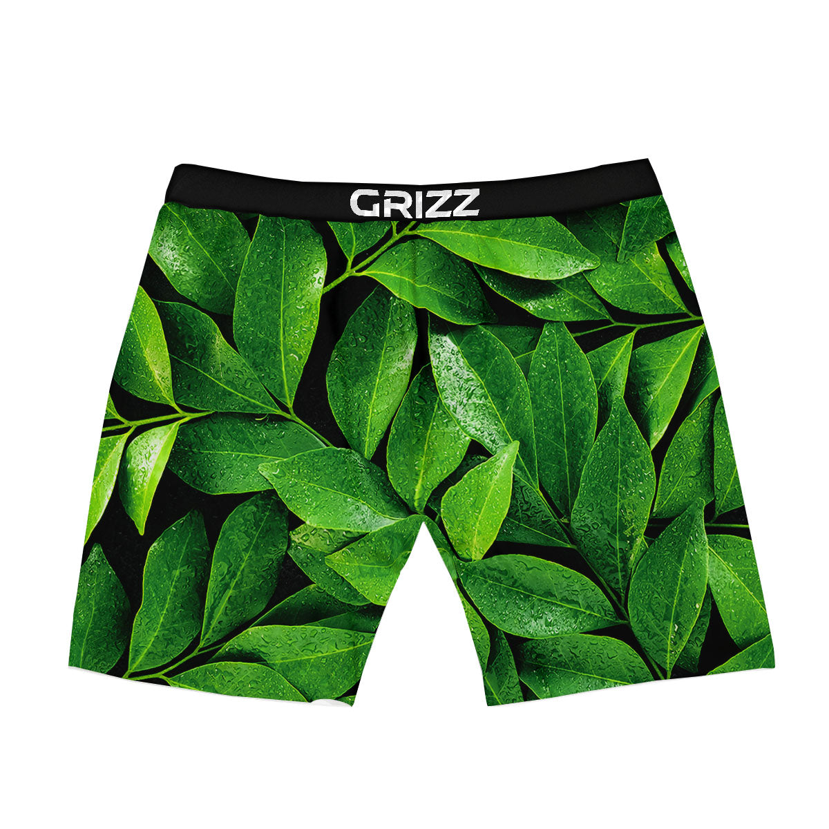 Green Leaf Print Boxer Briefs-grizzshop