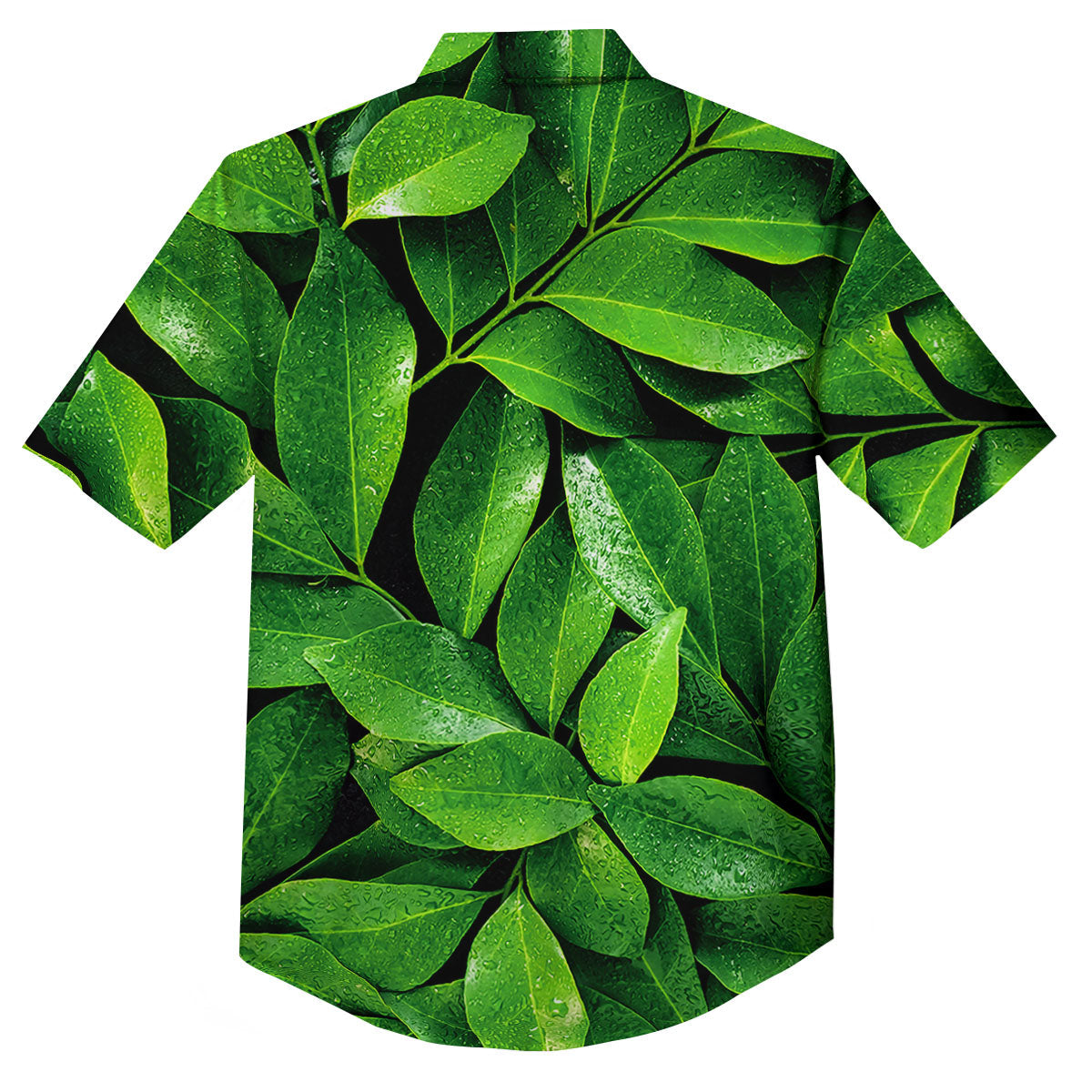 Green Leaf Print Button Up Shirt-grizzshop