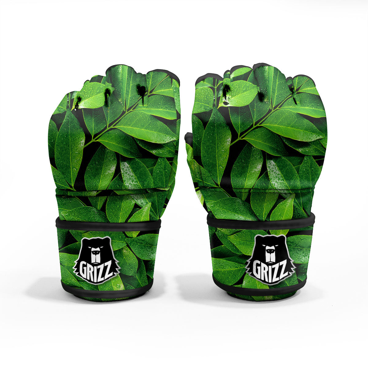 Green Leaf Print MMA Gloves-grizzshop