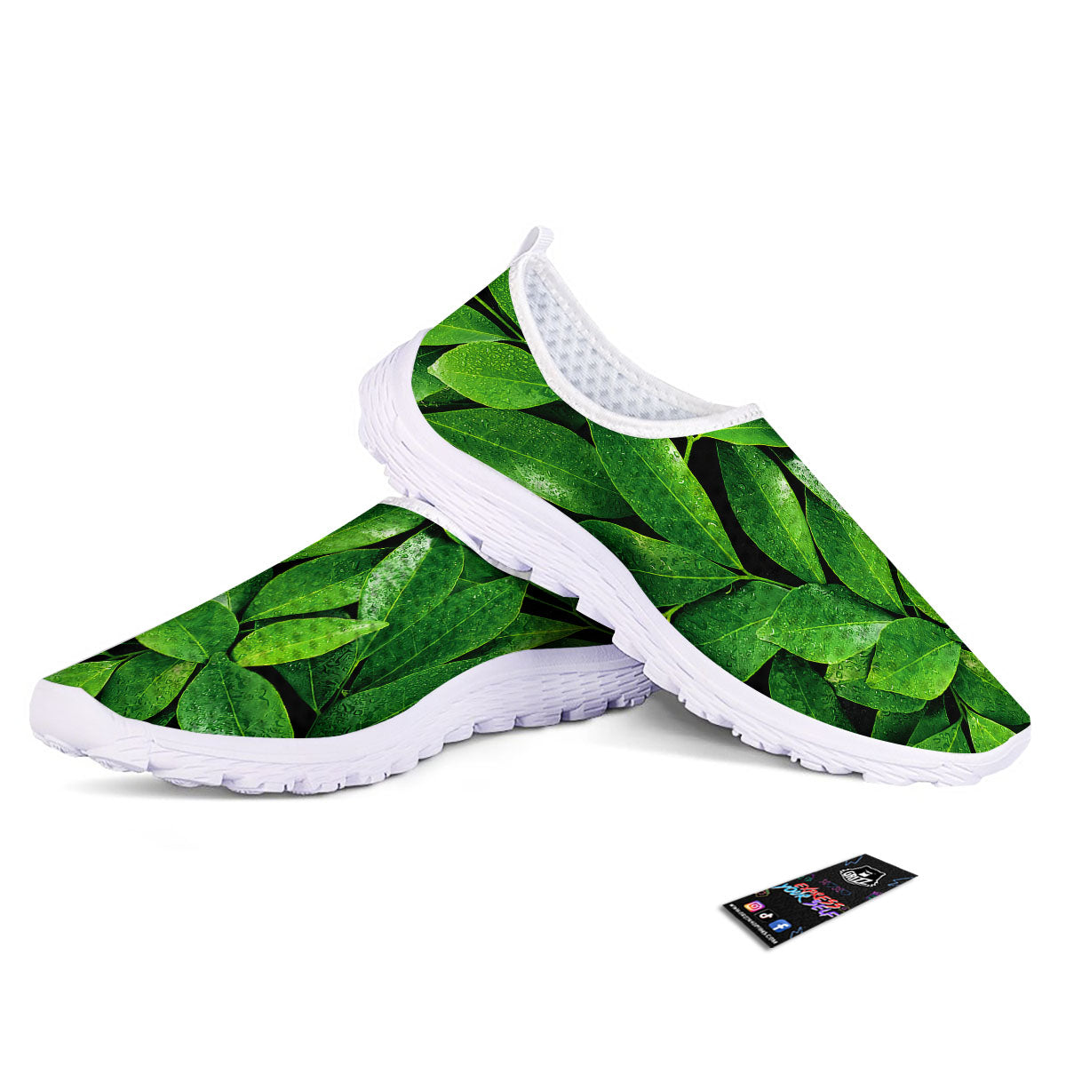 Green Leaf Print Nurse Shoes-grizzshop