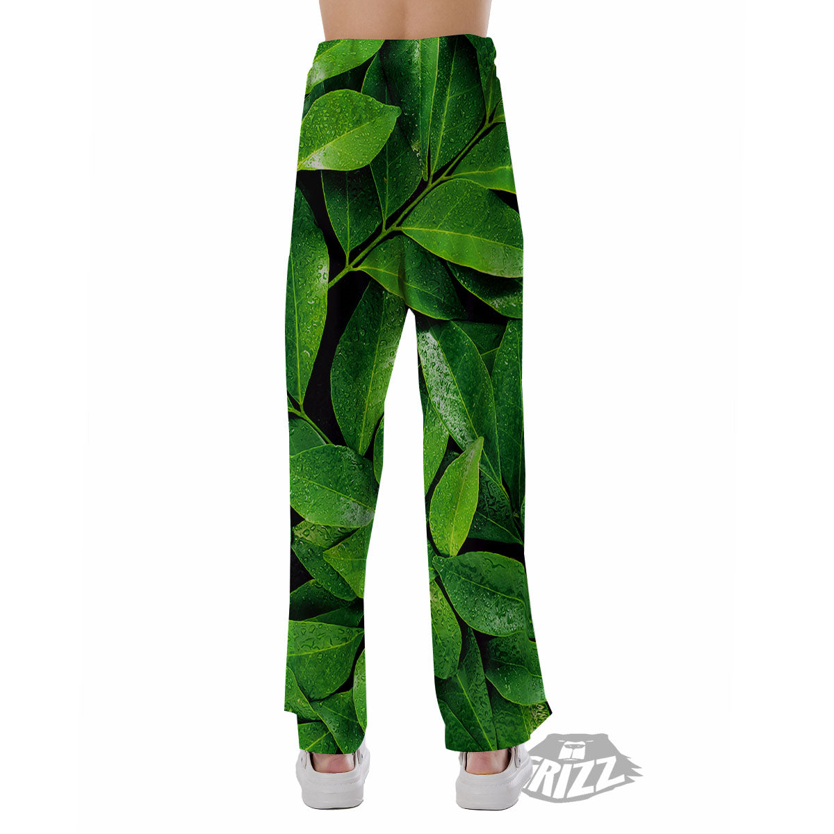 Green Leaf Print Pajama Pants-grizzshop