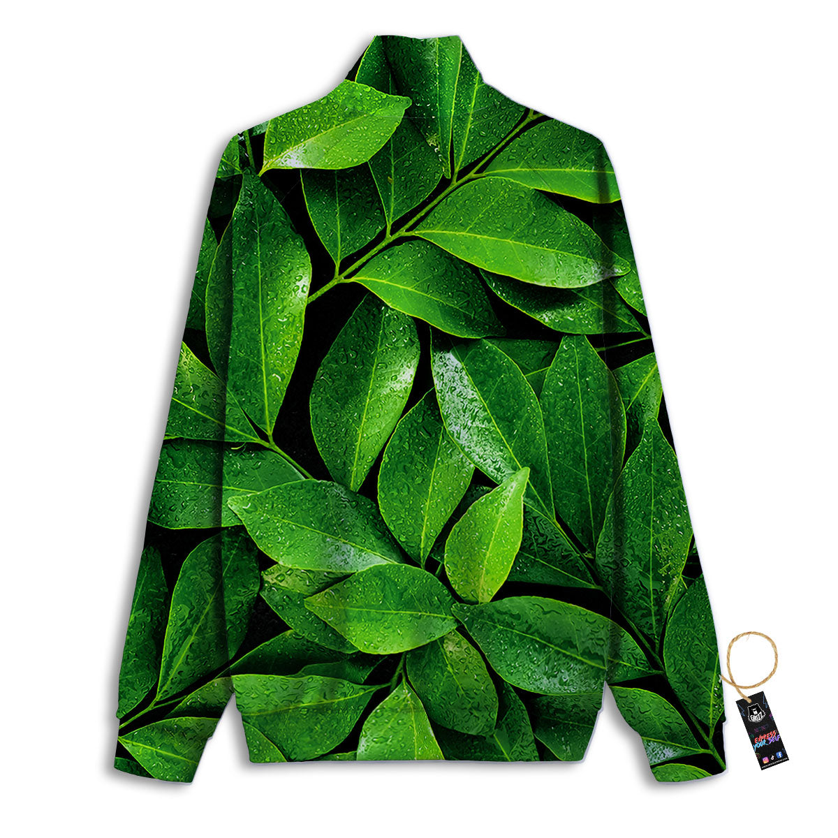 Green Leaf Print Track Jacket-grizzshop