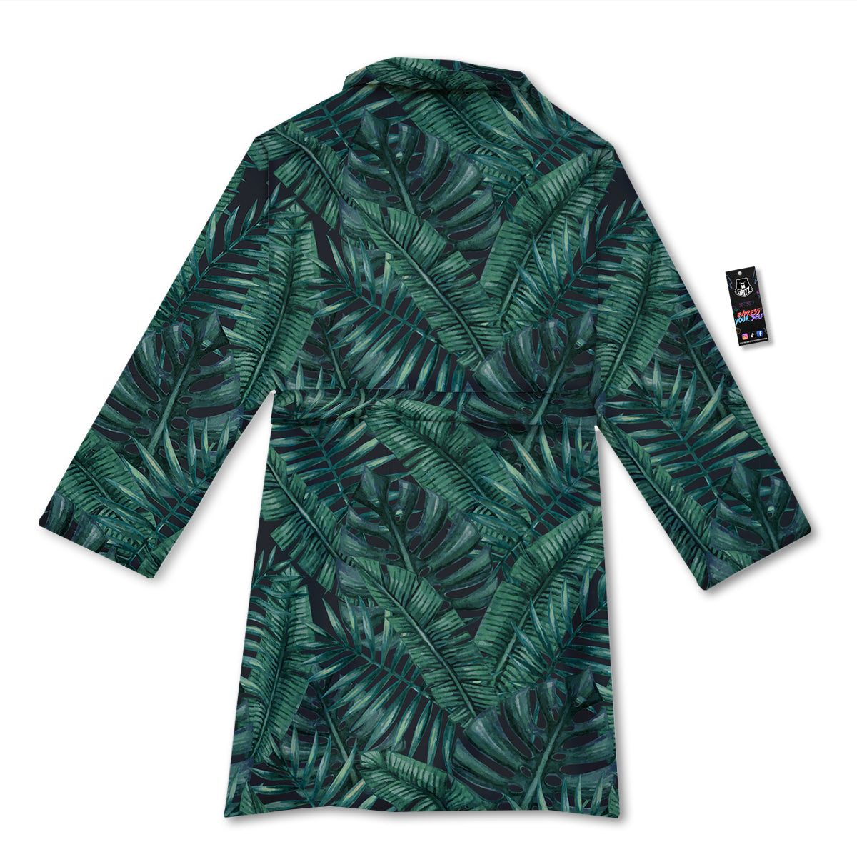 Green Leaf Tropical Print Pattern Bathrobe-grizzshop