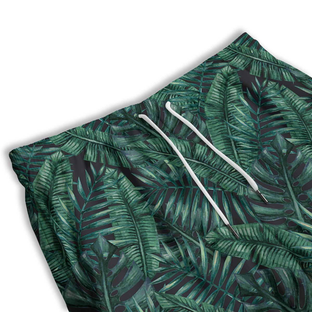 Green Leaf Tropical Print Pattern Men's Athletic Shorts