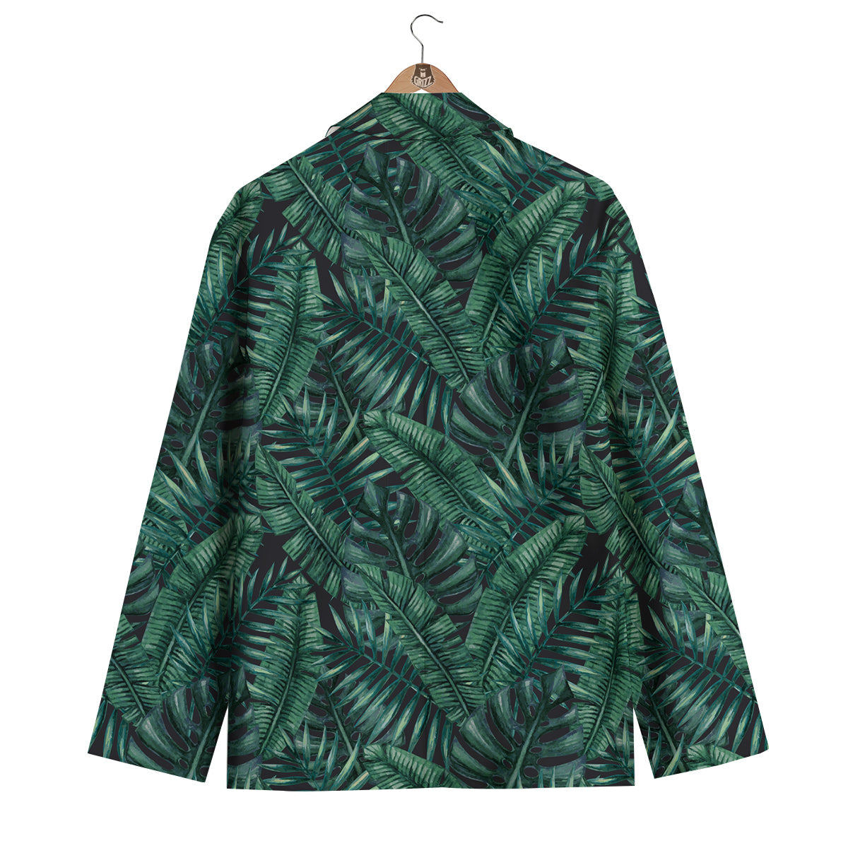 Green Leaf Tropical Print Pattern Men's Blazer-grizzshop