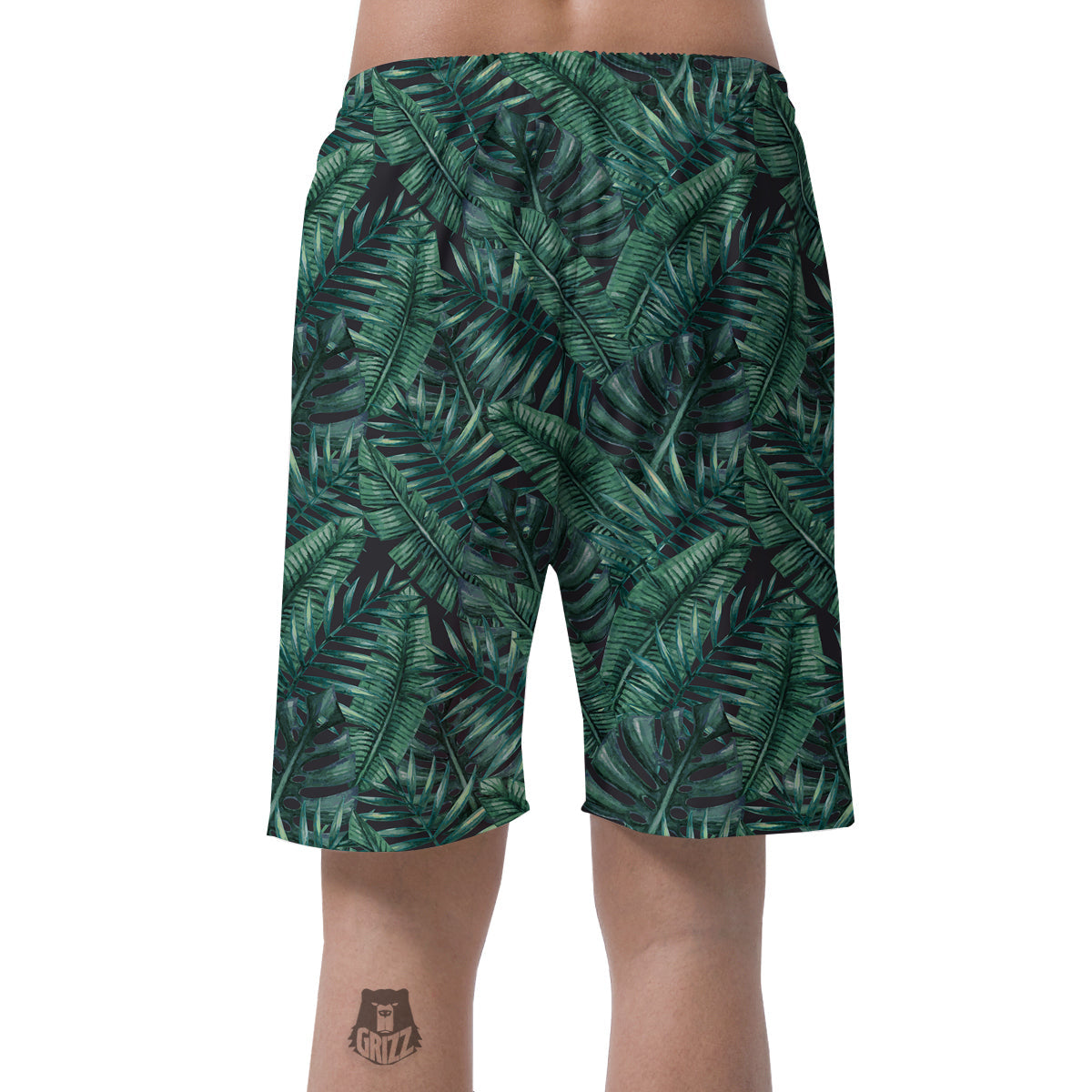 Green Leaf Tropical Print Pattern Men's Shorts-grizzshop