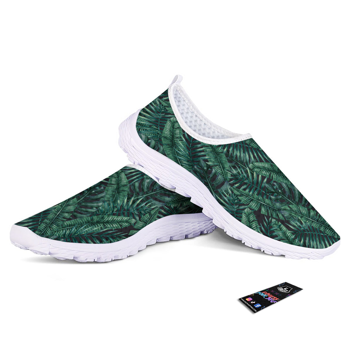 Green Leaf Tropical Print Pattern Nurse Shoes-grizzshop