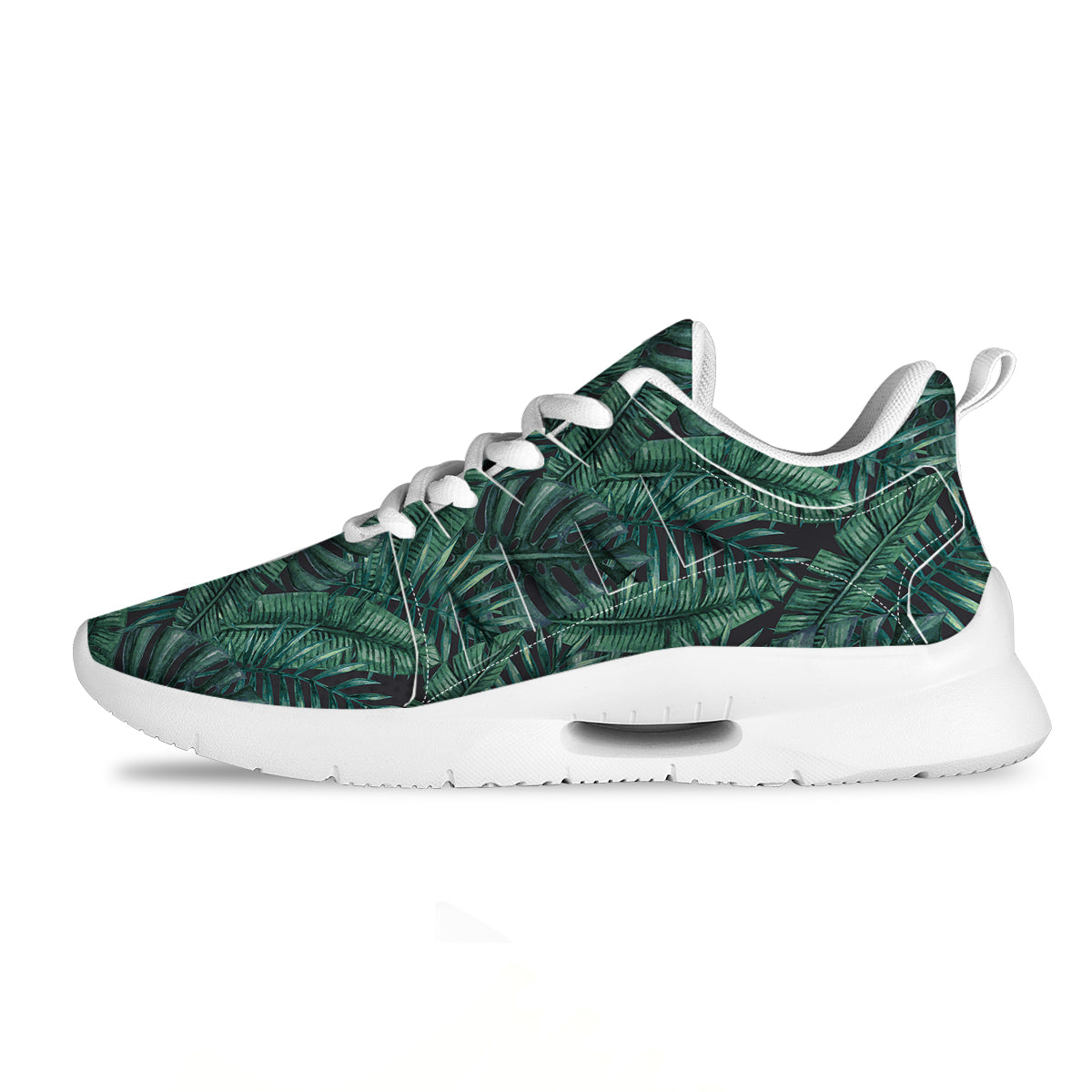Green Leaf Tropical Print Pattern Tennis Shoes-grizzshop