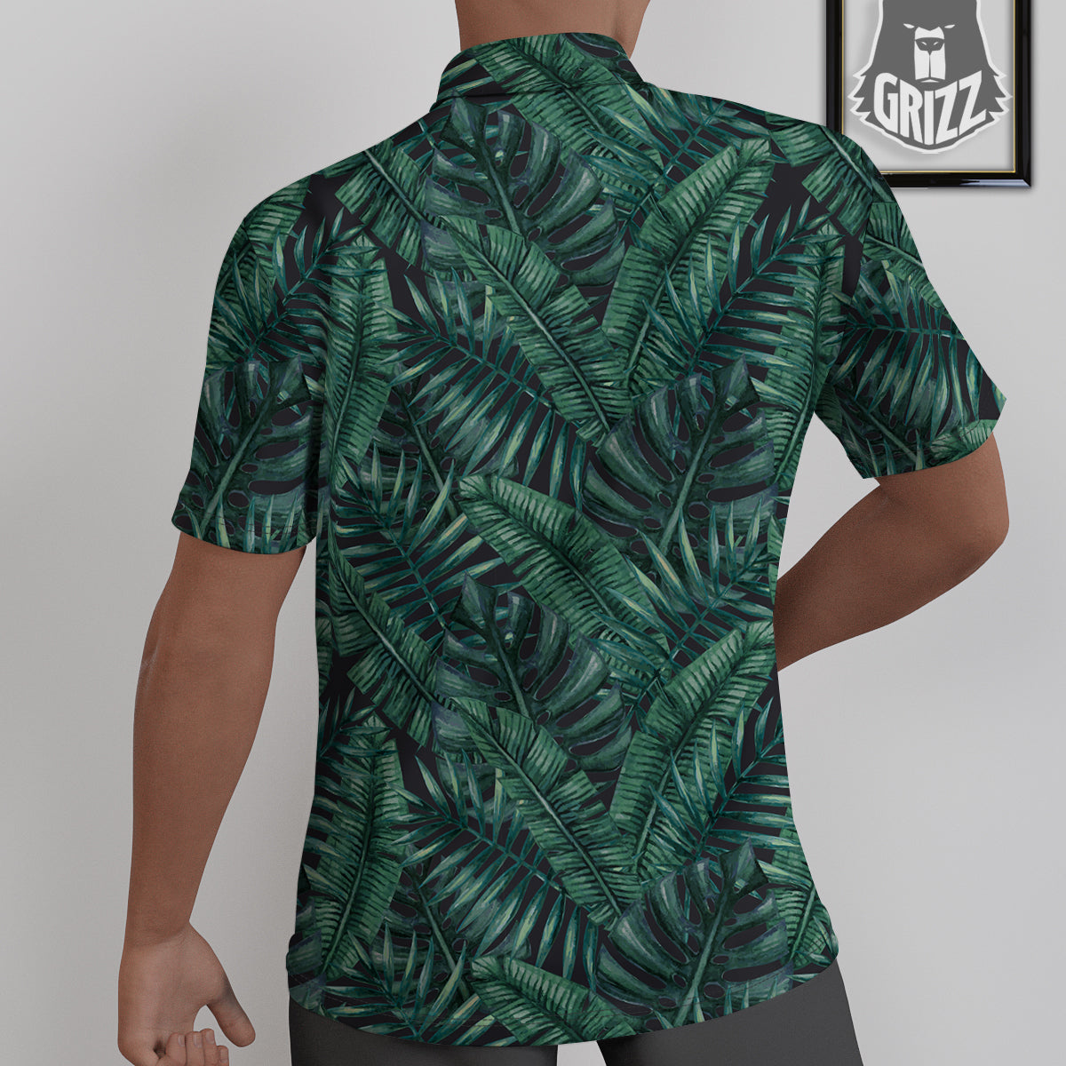 Green Leaf Tropical Print Pattern Untucked Shirts-grizzshop