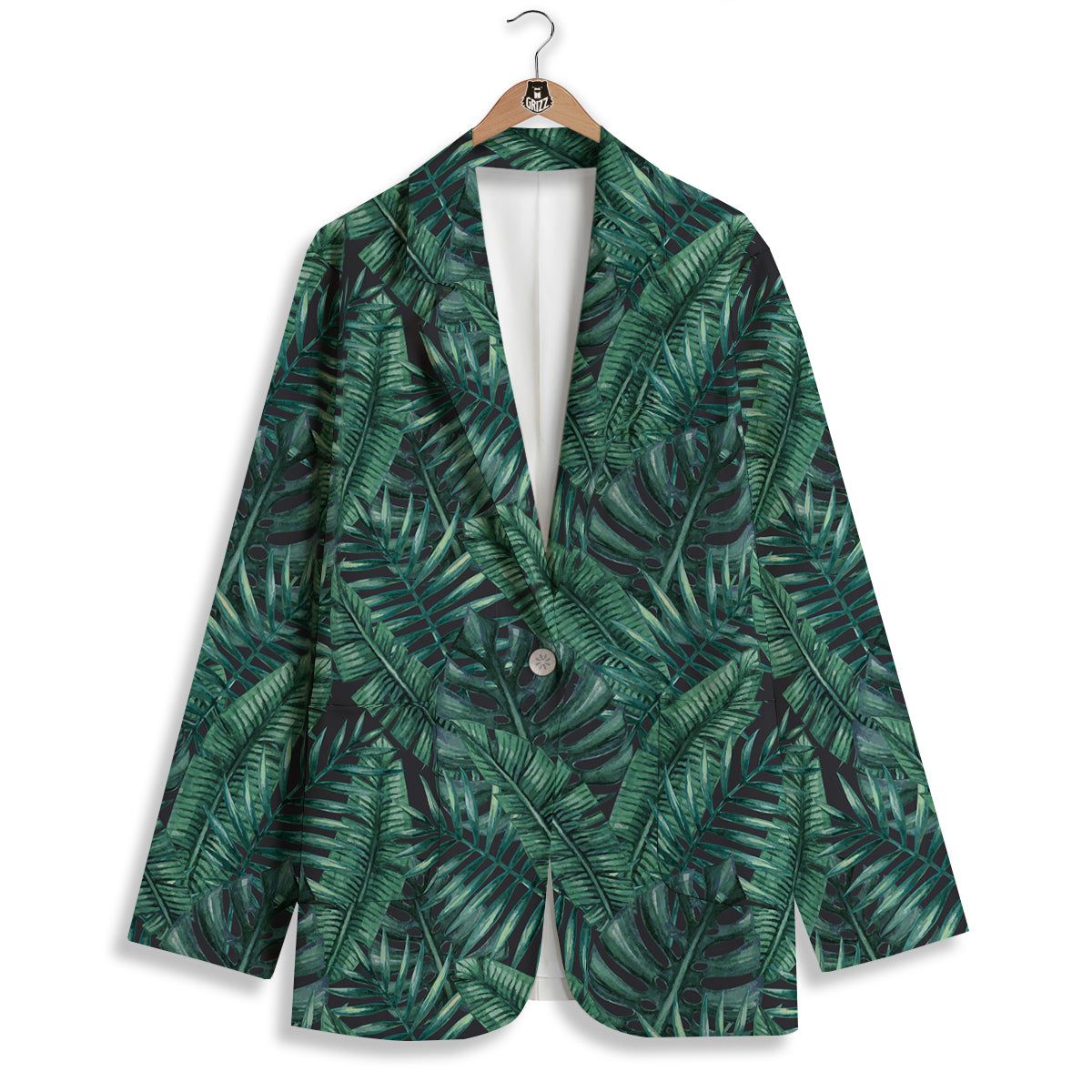 Green Leaf Tropical Print Pattern Women's Blazer-grizzshop