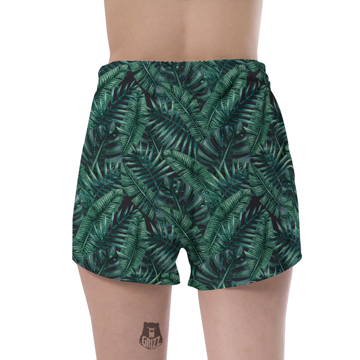 Green Leaf Tropical Print Pattern Women's Shorts-grizzshop