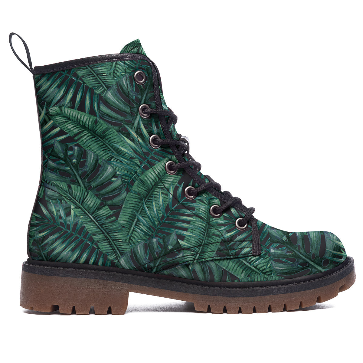 Green Leaf Tropical Print Pattern Work Boots-grizzshop