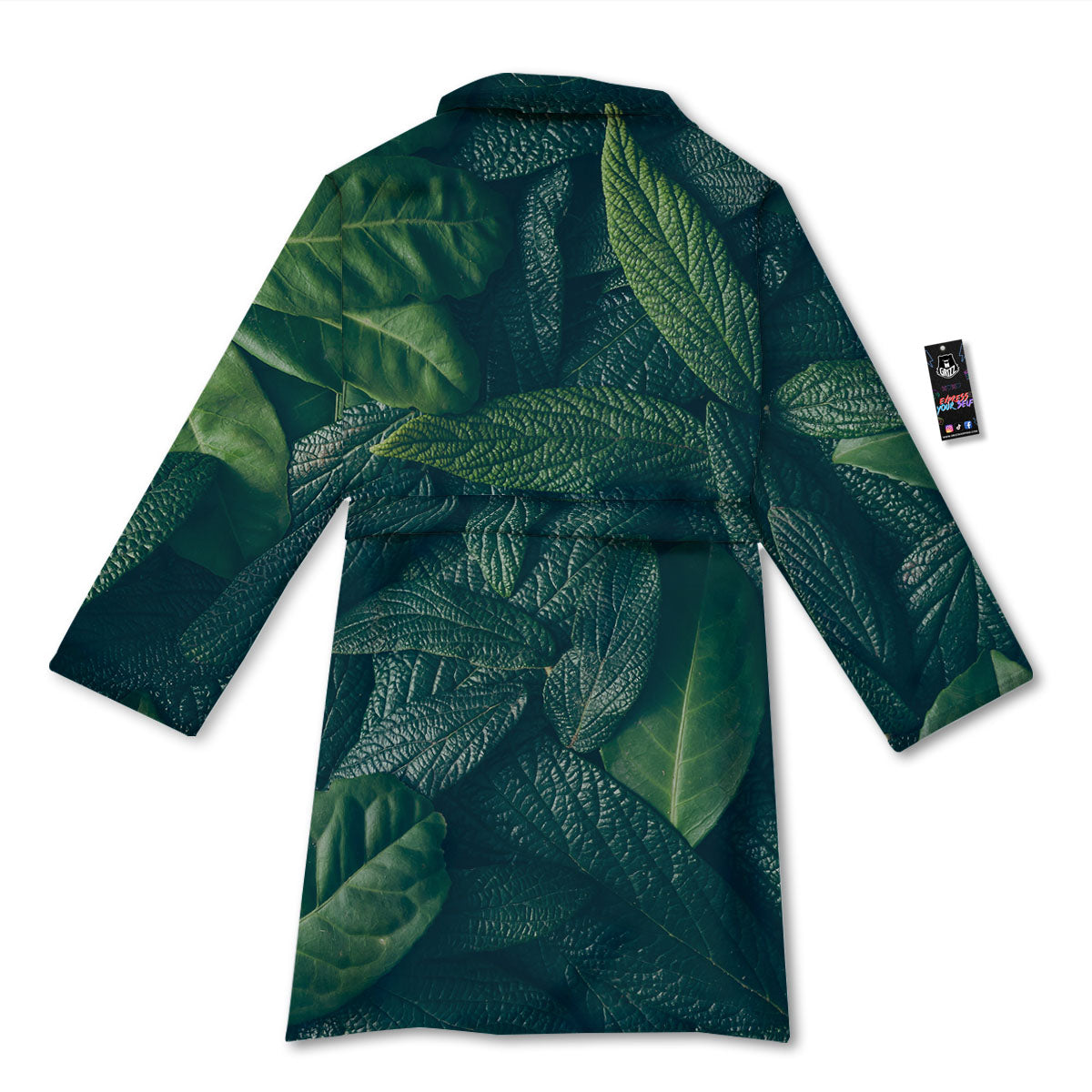 Green Leaves Print Bathrobe-grizzshop