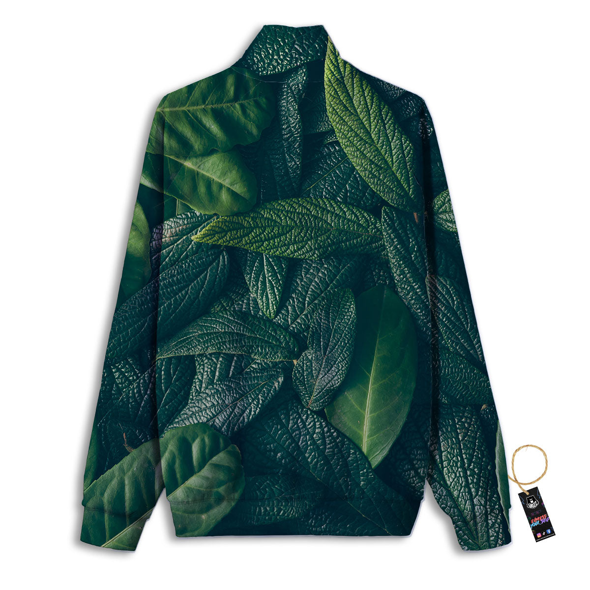 Green Leaves Print Track Jacket-grizzshop