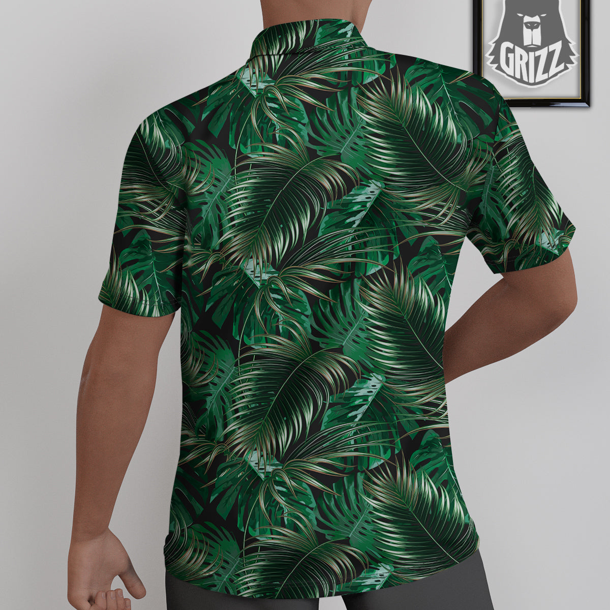 Green Leaves Tropical Print Pattern Untucked Shirts-grizzshop