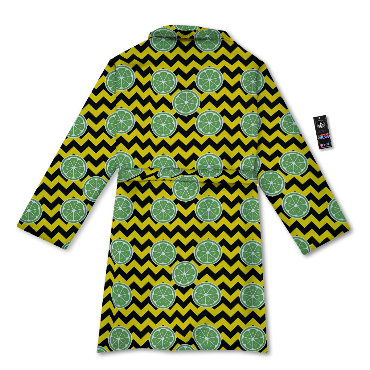 Green Lime And Yellow Zigzag Print Pattern Bathrobe-grizzshop
